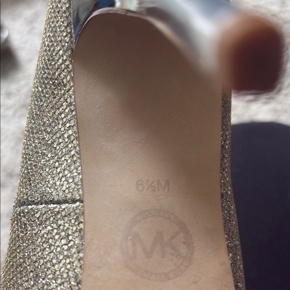 Michael Kors Gold Glamorous Peep-Toe Heels - Picture 3 of 5